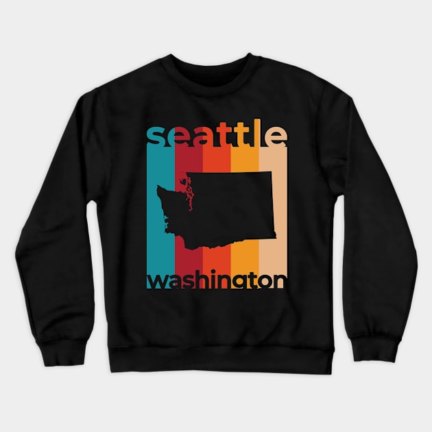 Seattle Washington Retro Crewneck Sweatshirt by easytees